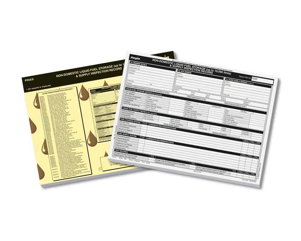 NON-DOMESTIC OIL STORAGE RISK ASSESSMENT REPORT PAD